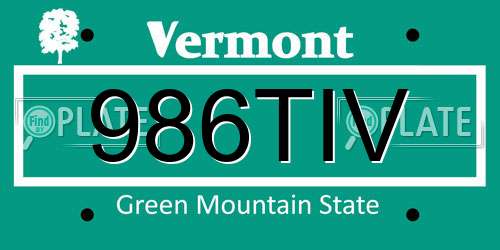 986TIV Vermont License Plate
