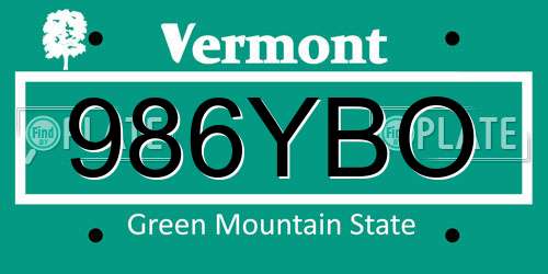 986YBO Vermont License Plate