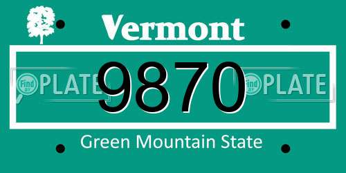 9870 Vermont License Plate