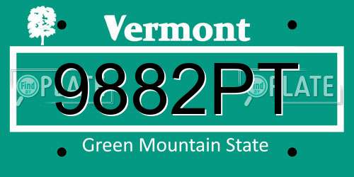 9882PT Vermont License Plate