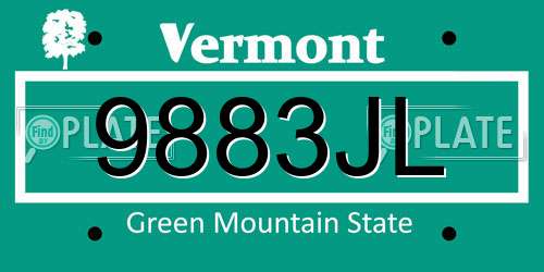 9883JL Vermont License Plate