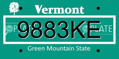 9883KE Vermont License Plate