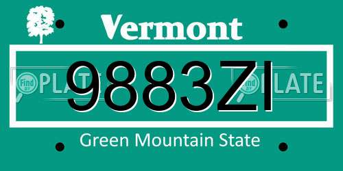 9883ZI Vermont License Plate