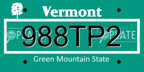 988TP2 Vermont License Plate