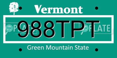 988TPT Vermont License Plate