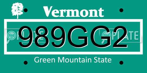 989GG2 Vermont License Plate