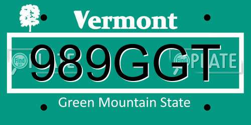 989GGT Vermont License Plate