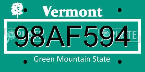 98AF594 Vermont License Plate