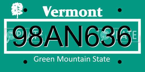 98AN636 Vermont License Plate