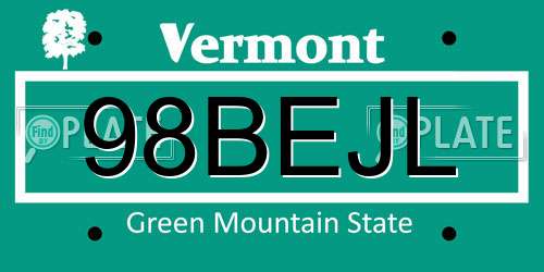 98BEJL Vermont License Plate