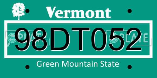 98DT052 Vermont License Plate
