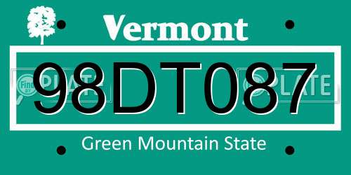 98DT087 Vermont License Plate