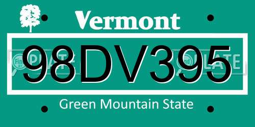 98DV395 Vermont License Plate