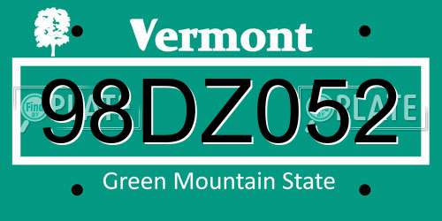 98DZ052 Vermont License Plate