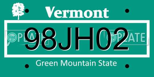 98JH02 Vermont License Plate