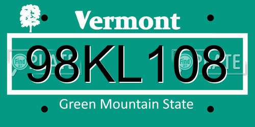 98KL108 Vermont License Plate