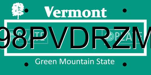 98PVDRZM Vermont License Plate