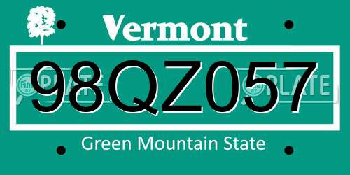 98QZ057 Vermont License Plate