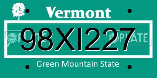 98XI227 Vermont License Plate