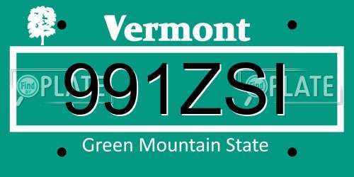 991ZSI Vermont License Plate