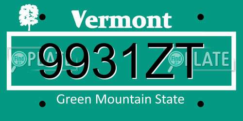 9931ZT Vermont License Plate