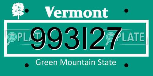 993I27 Vermont License Plate