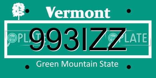 993IZZ Vermont License Plate