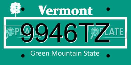 9946TZ Vermont License Plate