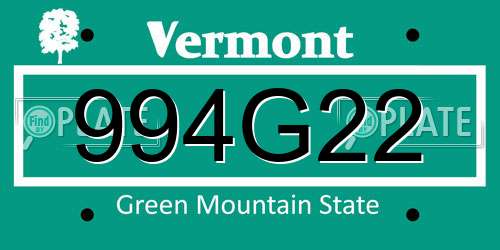 994G22 Vermont License Plate