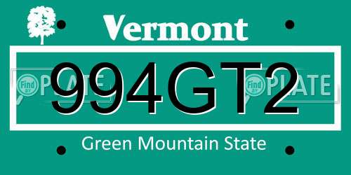 994GT2 Vermont License Plate