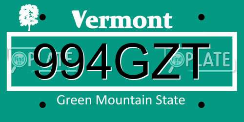 994GZT Vermont License Plate