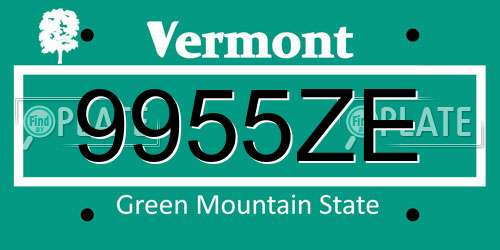 9955ZE Vermont License Plate