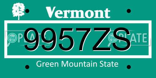 9957ZS Vermont License Plate