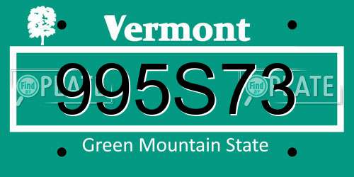 995S73 Vermont License Plate