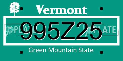 995Z25 Vermont License Plate