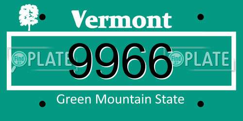 9966 Vermont License Plate