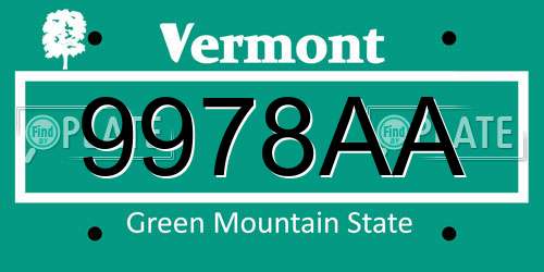 9978AA Vermont License Plate