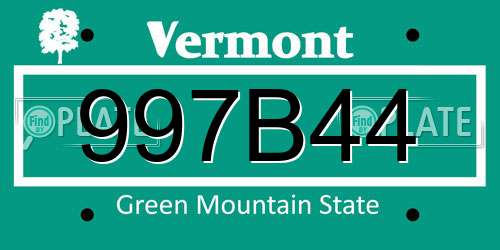 997B44 Vermont License Plate