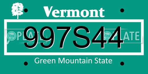 997S44 Vermont License Plate