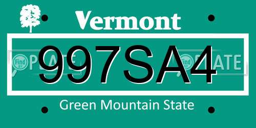 997SA4 Vermont License Plate