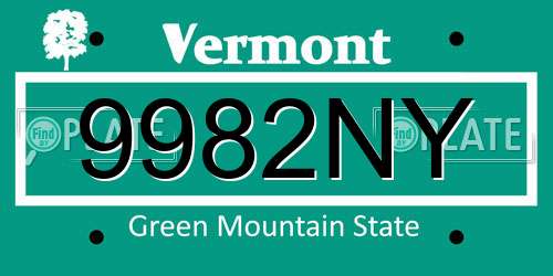9982NY Vermont License Plate