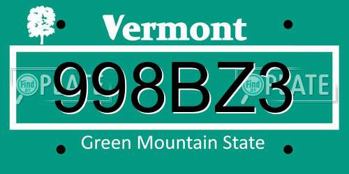 998BZ3 Vermont License Plate