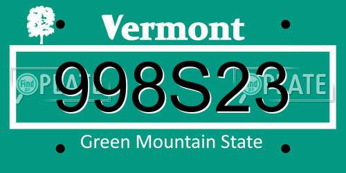 998S23 Vermont License Plate