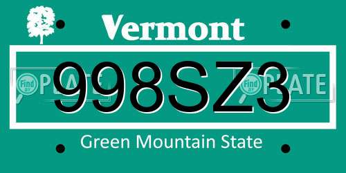 998SZ3 Vermont License Plate