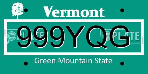 999YQG Vermont License Plate