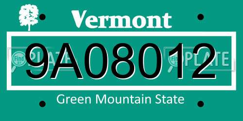 9A08012 Vermont License Plate