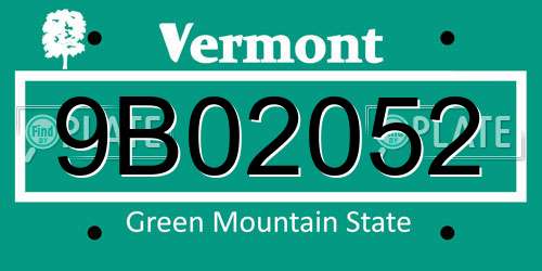 9B02052 Vermont License Plate