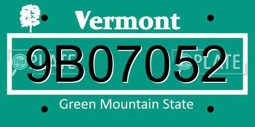 9B07052 Vermont License Plate