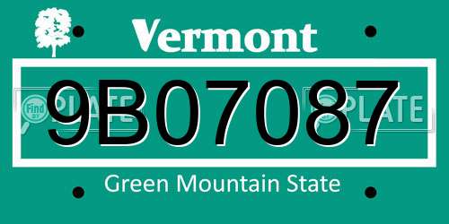 9B07087 Vermont License Plate