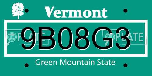 9B08G3 Vermont License Plate